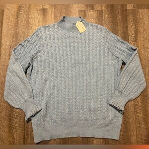 NWT First Love Light Blue Cable Knit Sweater